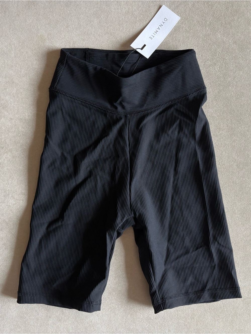 Dynamite Black Ribbed Biker Shorts